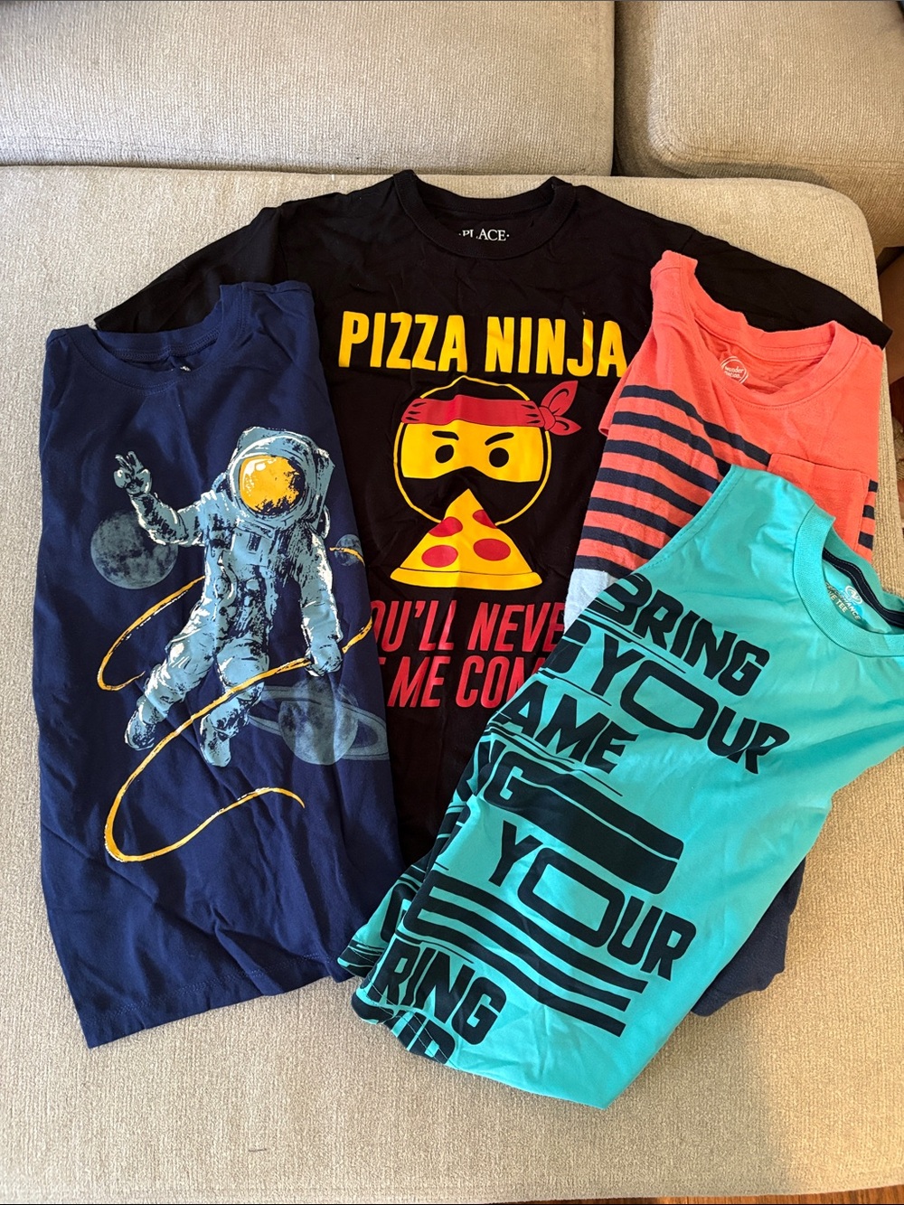 Mix It Boys Graphic Tees Bundle - Black, Navy, Coral, Teal